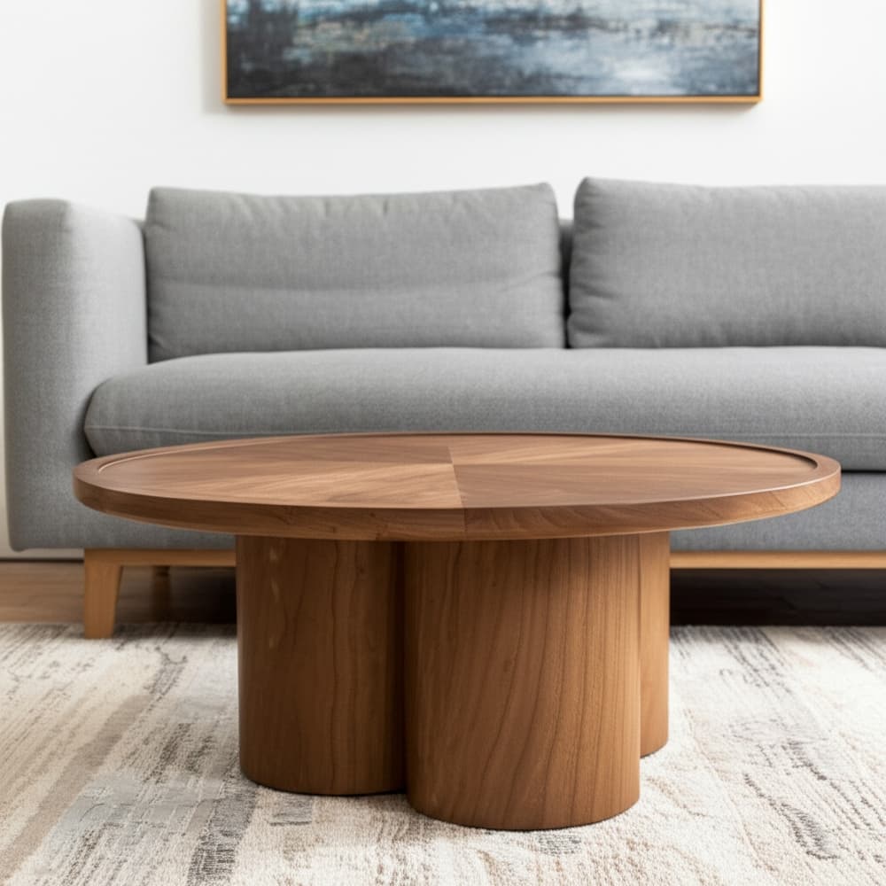 HomeRoots 39" Natural Solid Wood Round Pedestal Coffee Table - 39.25' X '16.5' X '39.25