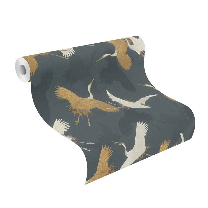 Advantage Kusama Dark Blue Crane Wallpaper