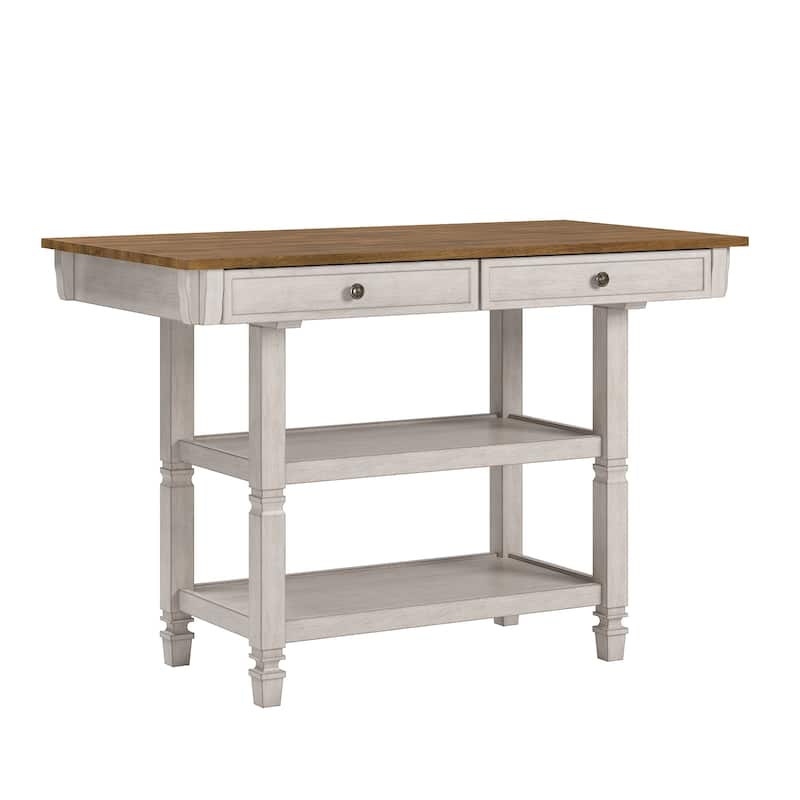 Elena 2-tone Antique Kitchen Island Buffet by iNSPIRE Q Classic - Antique White
