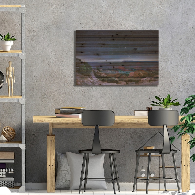 Horseshoe Bend At Night Arizona Print On Wood by OLena Art - Multi-Color