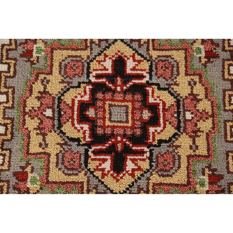 Gray Geometric Heriz Serapi Oriental Runner Rug Handmade Wool Carpet - 2'7" x 7'11"
