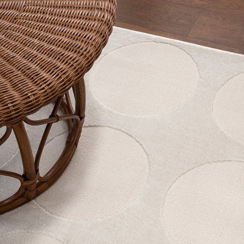 JONATHAN Y Damon Modern Geometric Circle Dot High-Low Area Rug
