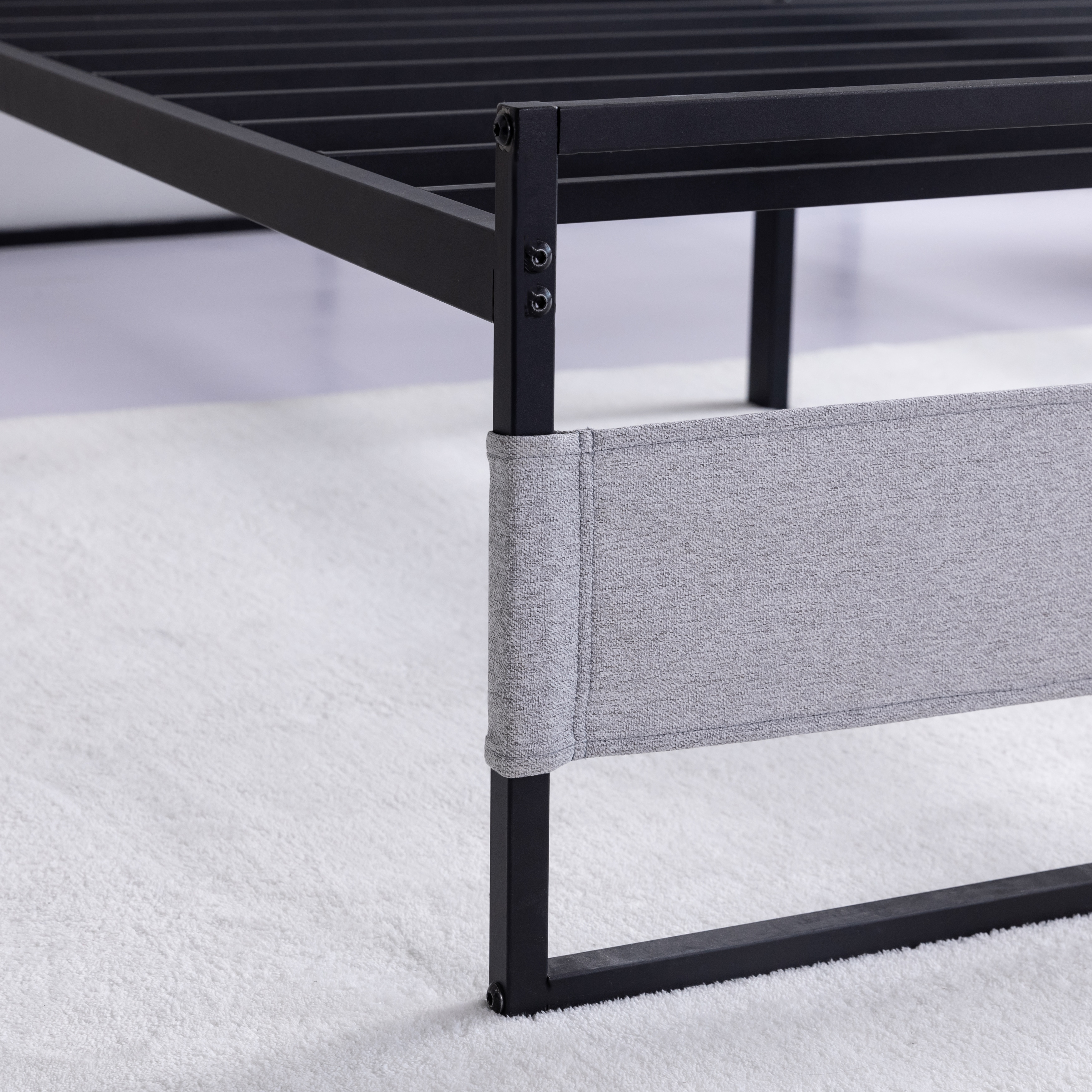 King Size Metal Bed Frame with Headboard and Footboard Carbon