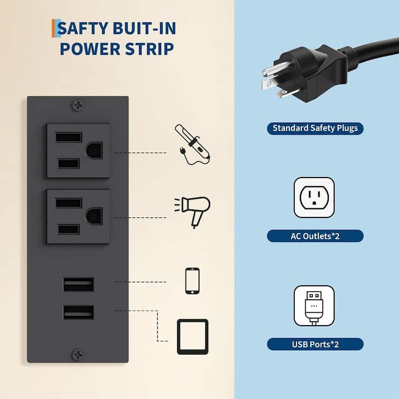 3 Drawers Makeup Vanity Desk, Dressing Table with LED Lights and Stool