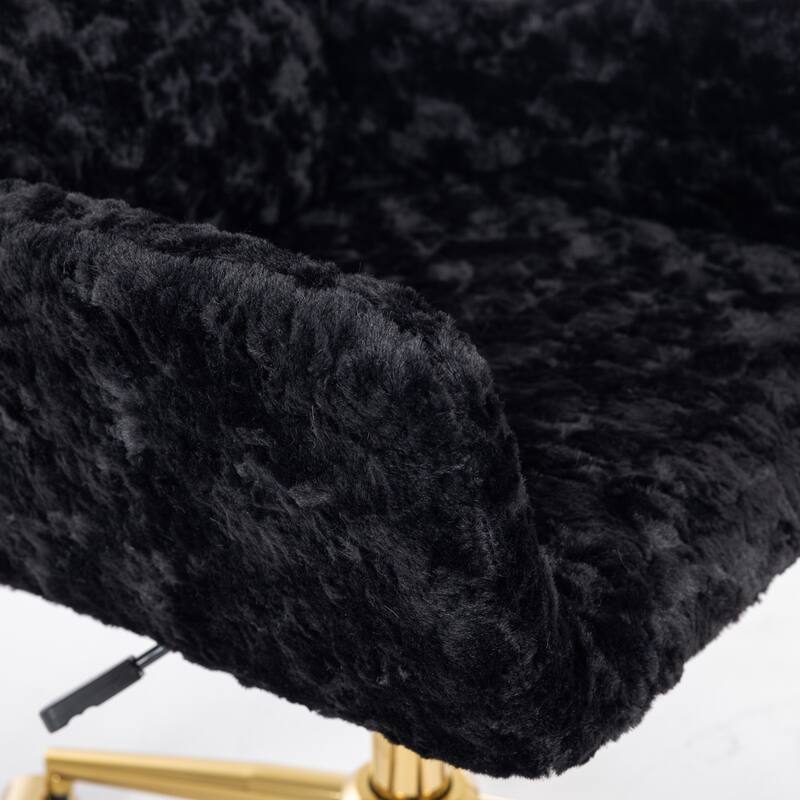 GDF Studio - Modern Upholstered Swivel Home Office Chair with Golden Metal Base and Artificial Rabbit Hair Comfort