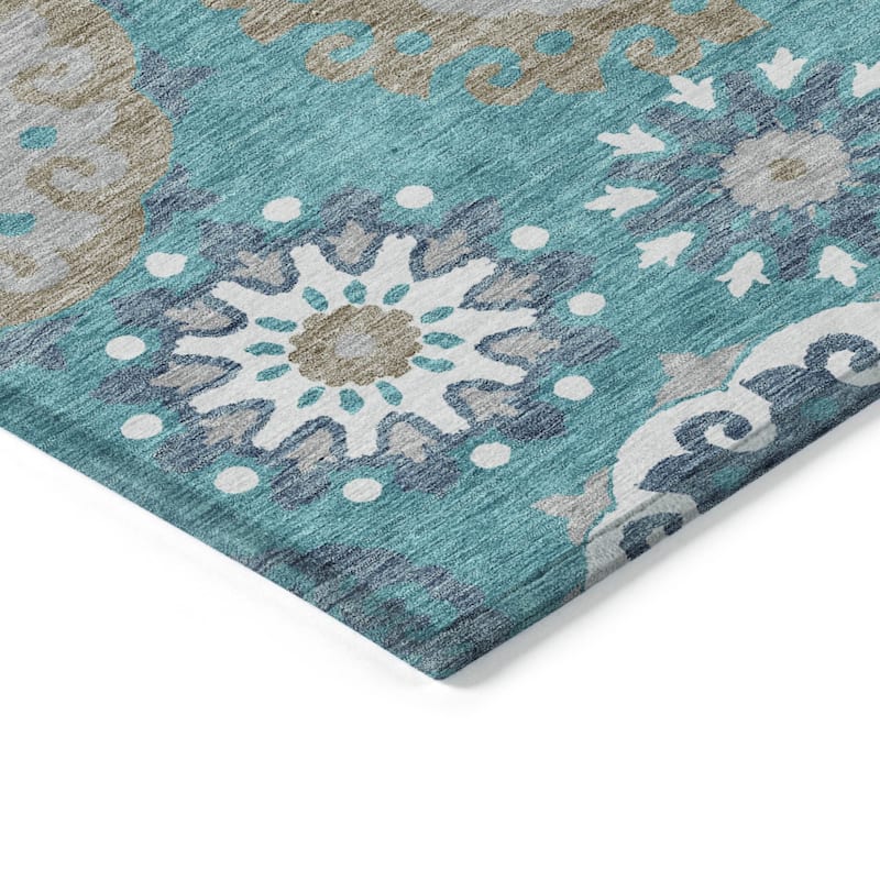 HomeRoots Floral Medallion Transitional Rectangle Outdoor Rug