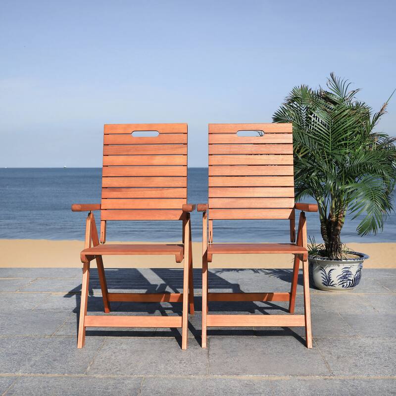 SAFAVIEH Outdoor Ottolien Folding Chair (Set of 2) - 29W x 42D x 22H