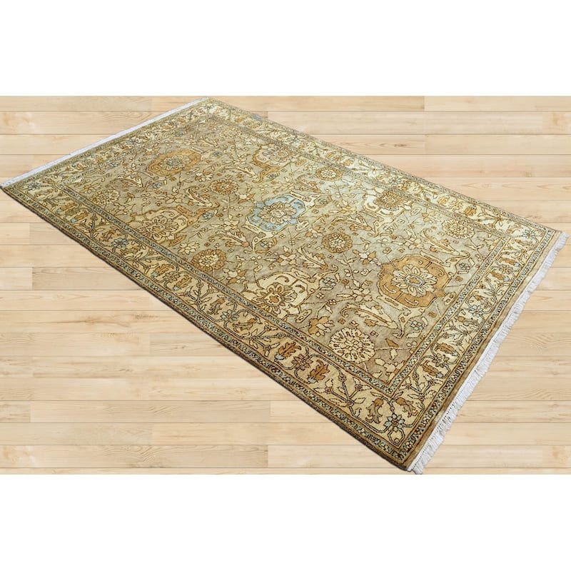 LoomBloom Gold Hand Knotted Turkish Oushak Wool Oriental Area Rug - 5' 1'' x 8'