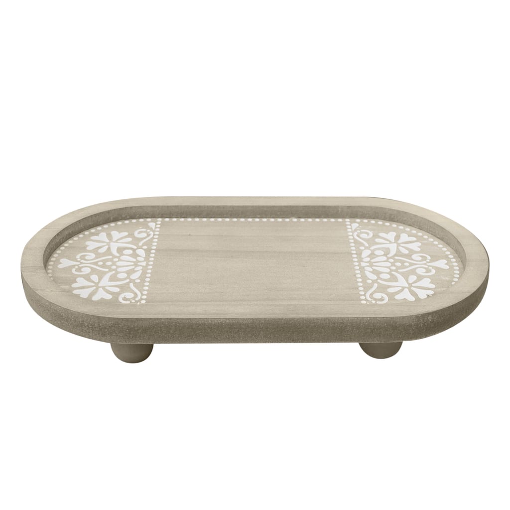 Wooden Pedestal Stand with Carved Detail,Display Stand for Candles,Plants,Soap - 9.63 X 1.63