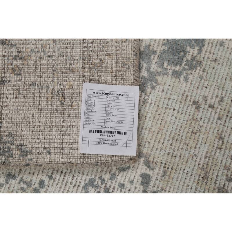 All-Over Abstract Indian Area Rug Hand-Knotted Wool Carpet - 8'0"x 11'5"