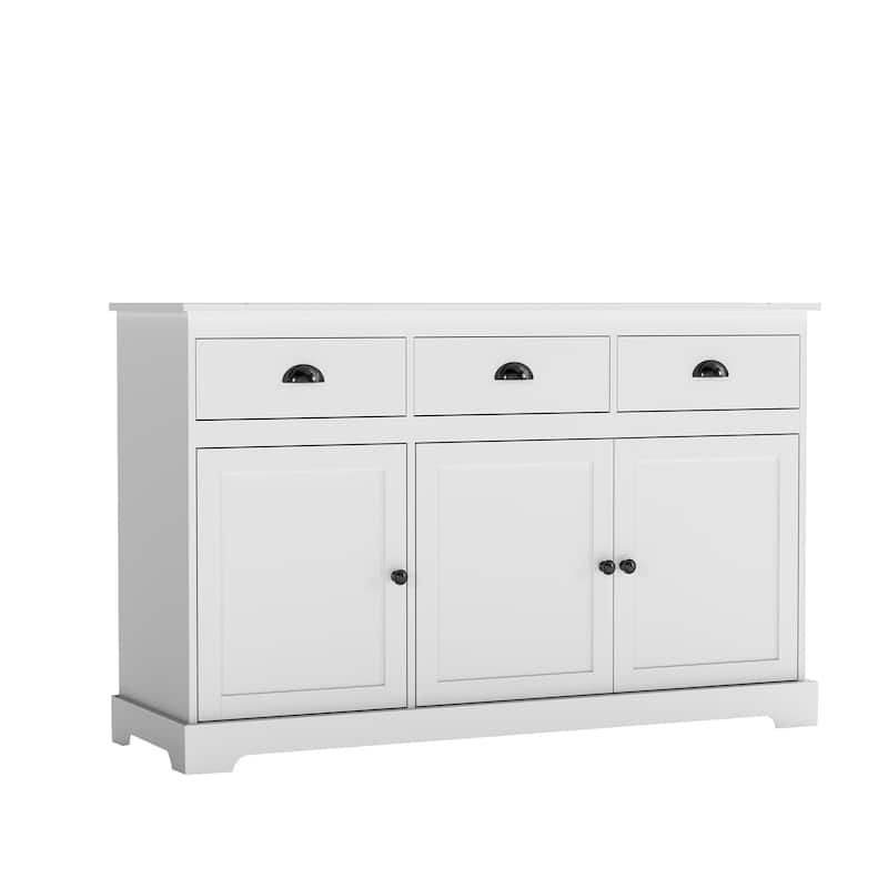 Gymax Modern Buffet Sideboard 53.5'' Storage Cabinet w/ 3 Drawers 3