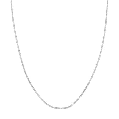 Curata 925 Sterling Silver Rhodium Plated 1.82mm Box Chain Necklace (Lobster)