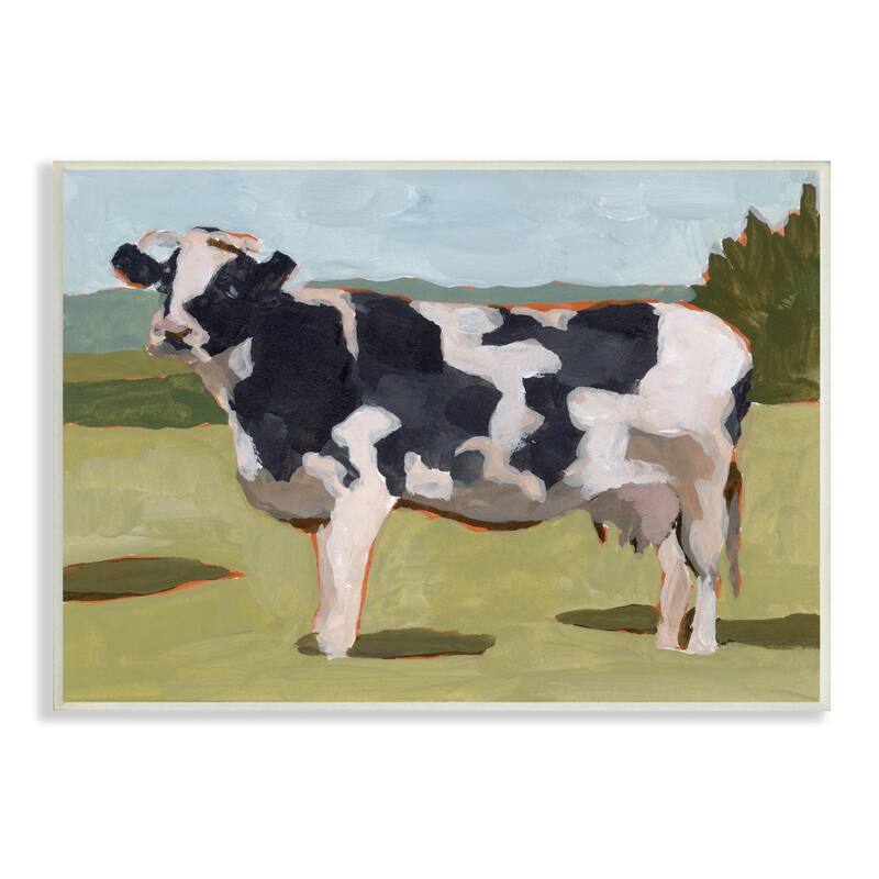 Stupell Dairy Farm Cow Grazing Country Cattle Traditional Painting Wood Wall Art, 15 x 10 - Green - 15 x 10