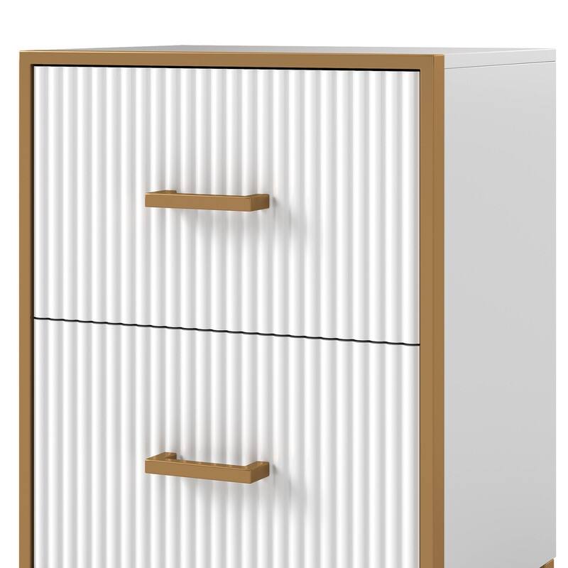 Moasis 2 Drawer File Cabinet with Gold Frame Filing Cabinet for Letter Size Printer Stand