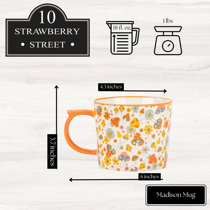 10 Strawberry Street Madison Flora Mugs, Set of 4