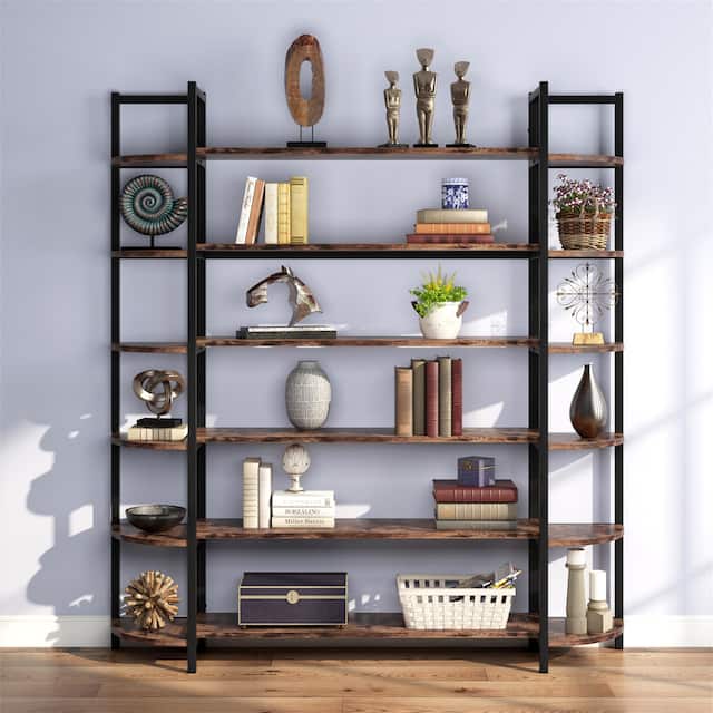 Triple Wide 6-Tier Bookshelves Bookcase Display Shelves
