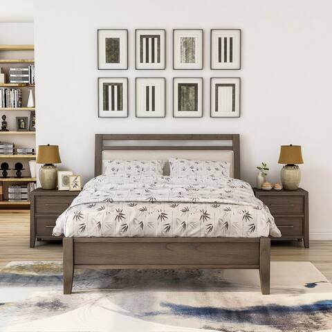 Furniture of America Ninn Grey 3-piece Bedroom Set with 2 Nightstands