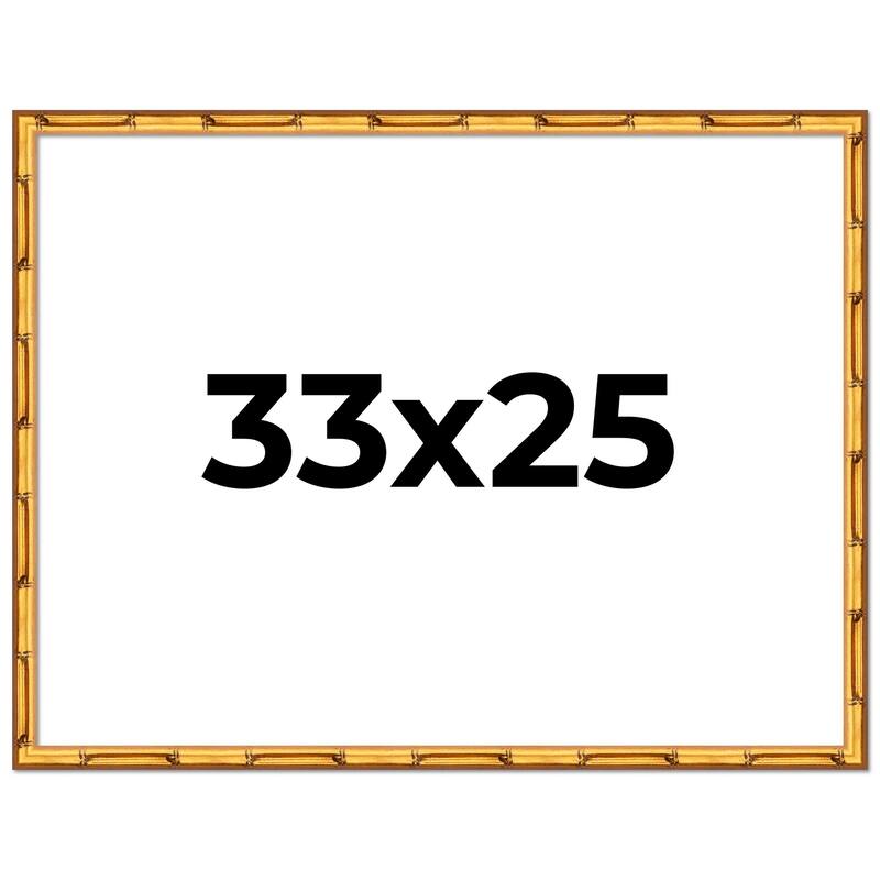 33x25 Frame Gold Bamboo Picture Frame Modern Photo Frame Includes UV Acrylic Shatter Guard Front Acid Free Foam Backing Board