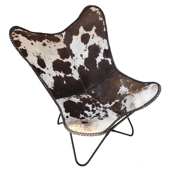 Shop Butterfly Chair Graf In Brown And White Cowhide Overstock