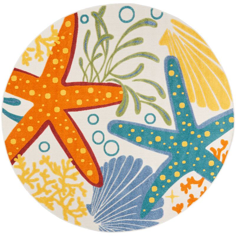 Nourison Aloha Coastal Beach Starfish Indoor/Outdoor Area Rug