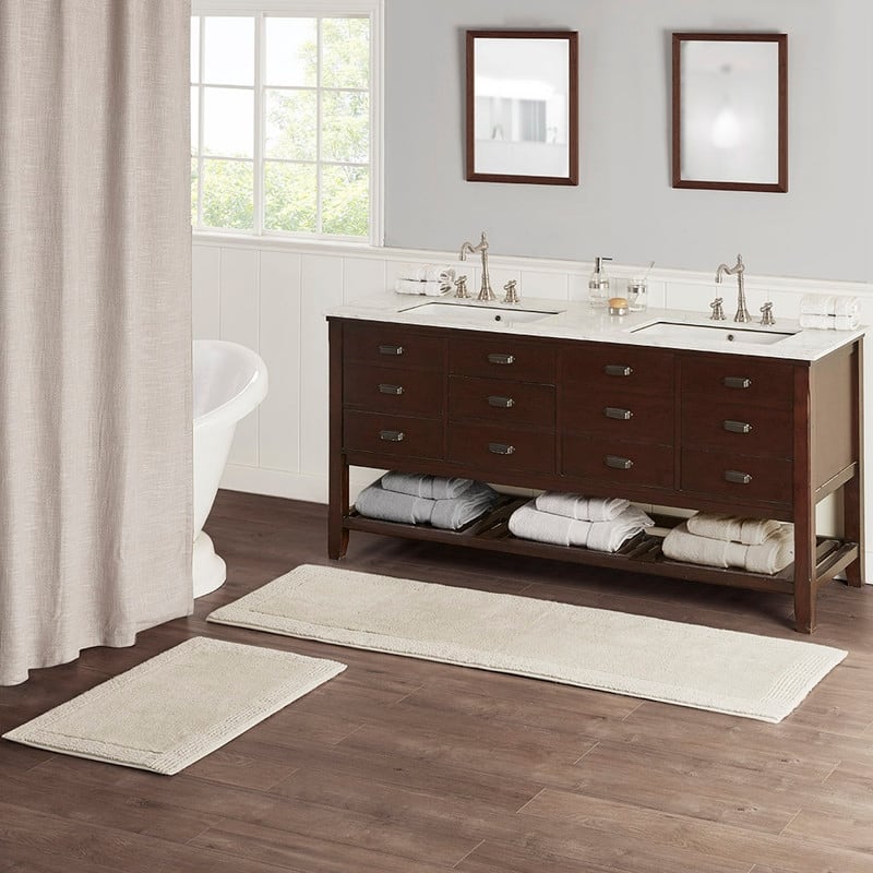 100% Cotton Tufted 3000 GSM Reversible Bath Rug Natural 24x72"