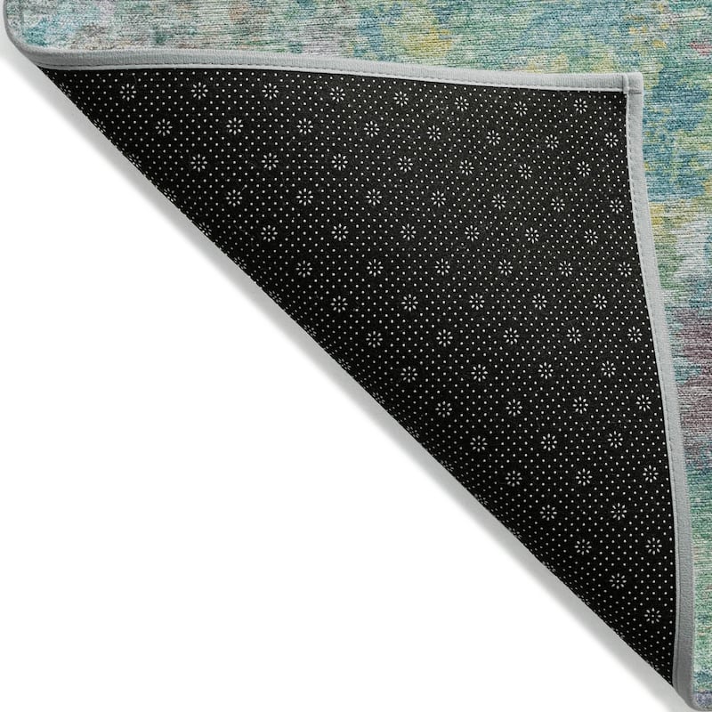 Machine Washable Indoor/Outdoor Abstract Watercolor Chantille Rug