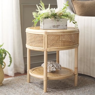 SAFAVIEH Arvid Solid Wood 1-Shelf Round Accent Table (Fully Assembled) - 20"W x 20"D x 22"H