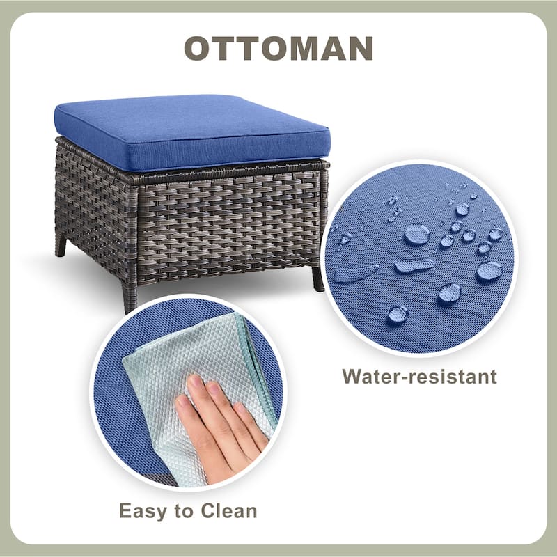 Pocassy Outdoor Patio Chairs with Ottomans Set of 4