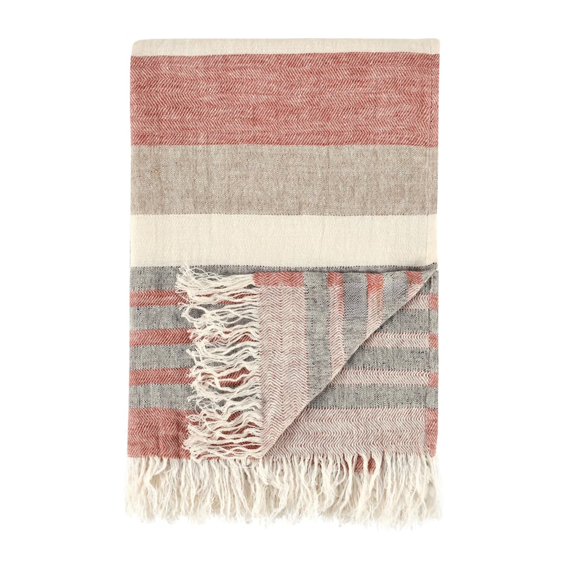 Villa by Classic Home Crawford 100% Belgian Linen 50x70 Throw Blanket