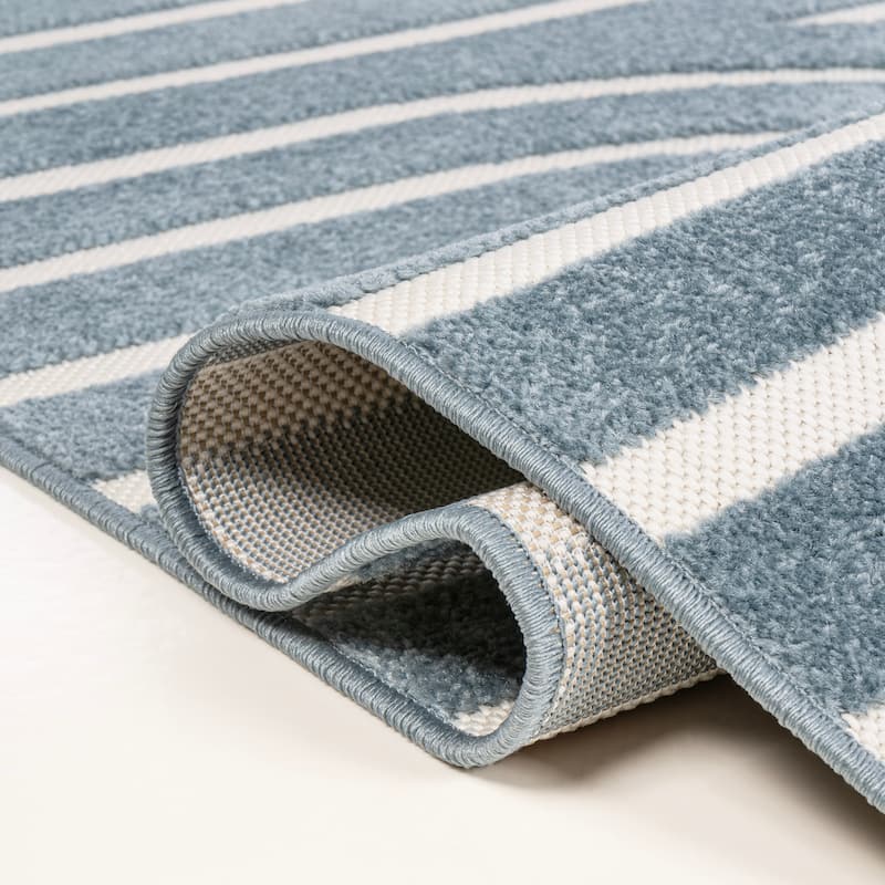 JONATHAN Y Finn High-Low MidCentury Modern Arch Stripe Two-Tone Indoor/Outdoor Rug