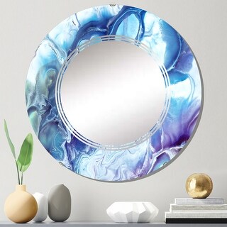 Designart 'Blue And Purple Marble Abstract' Printed Modern Wall Mirror ...