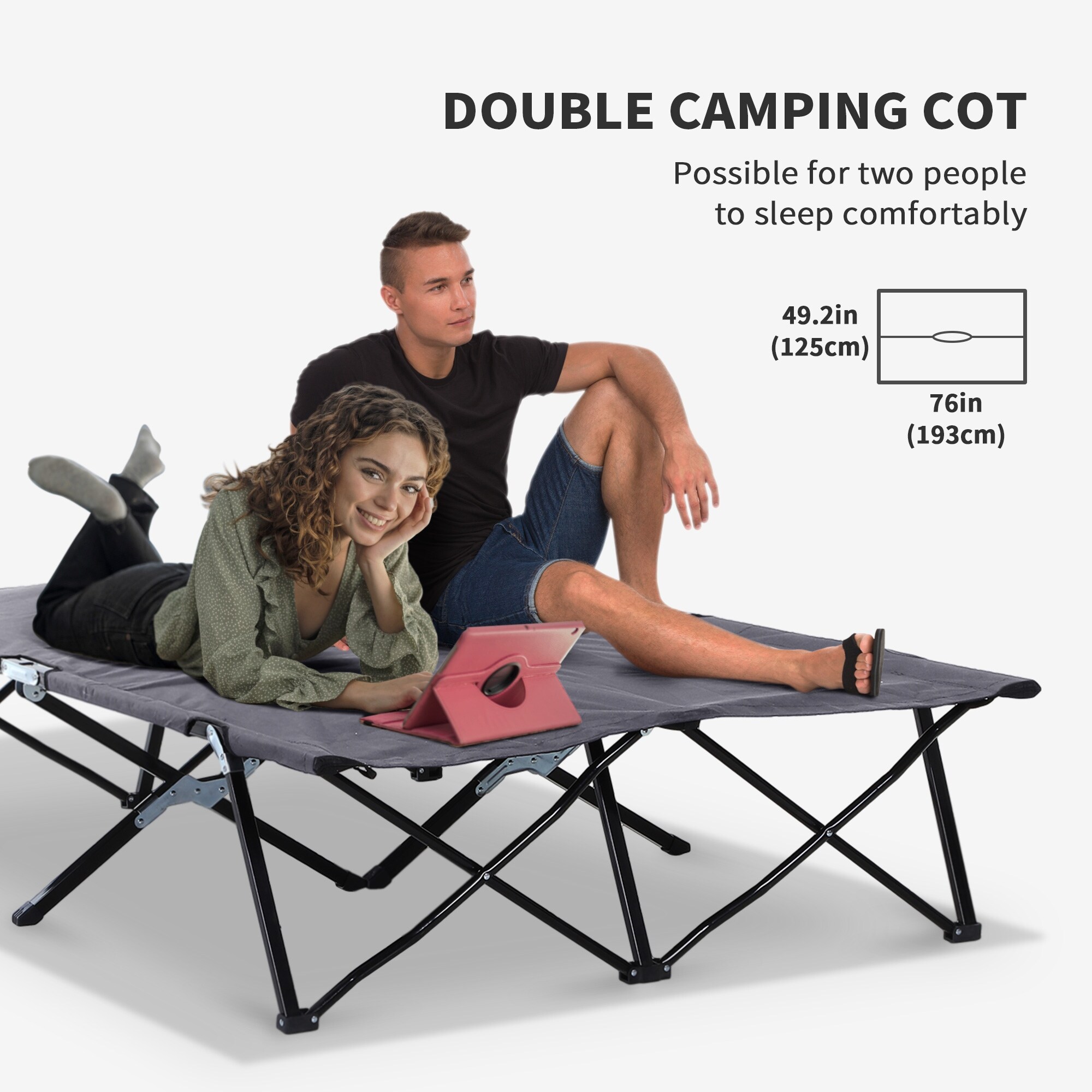 Outsunny two person double wide folding sales camping cot