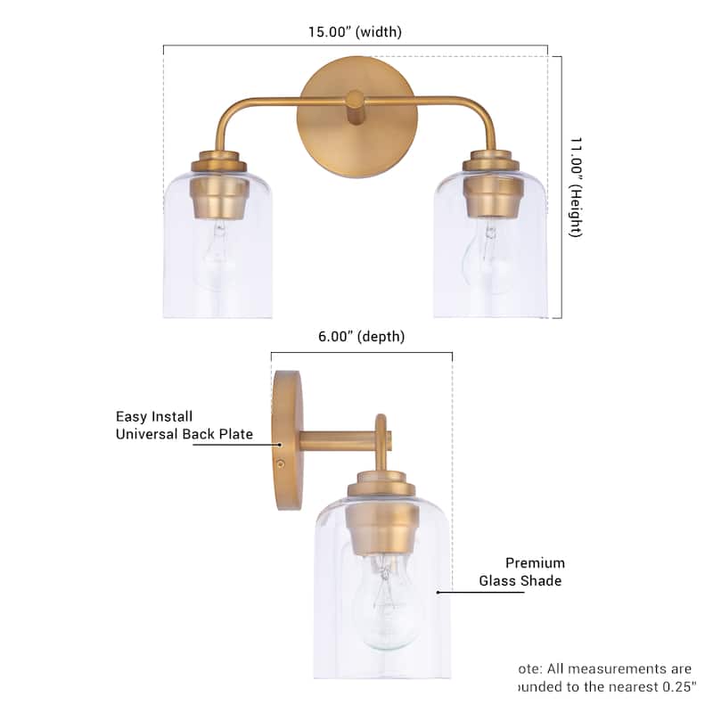 Brio Lighting Kiara 2-Light Dimmable Bathroom Vanity Light