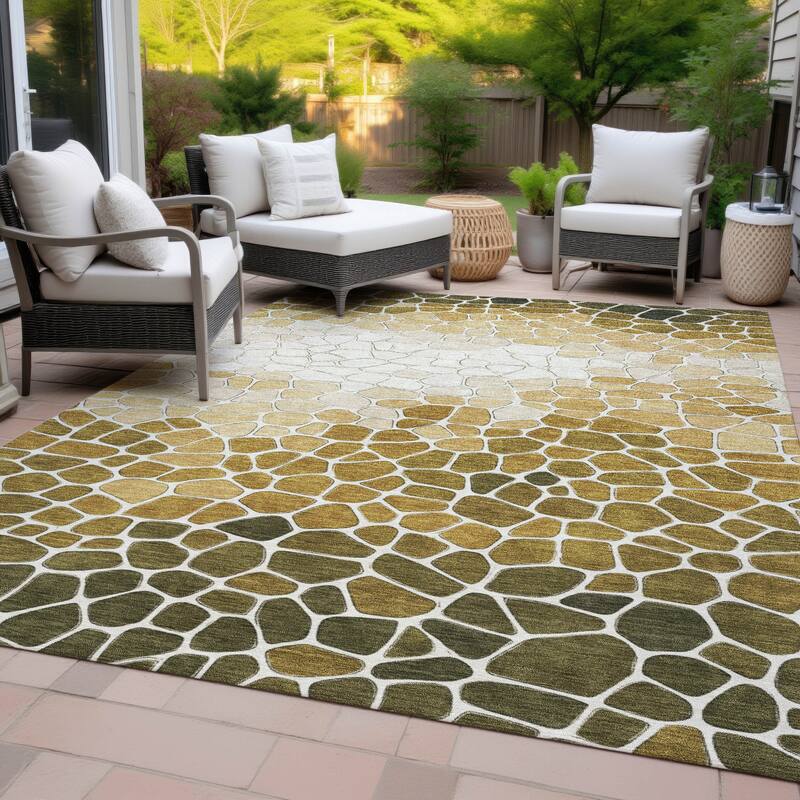 Machine Washable Indoor/Outdoor Contemporary Ombre Chantille Rug