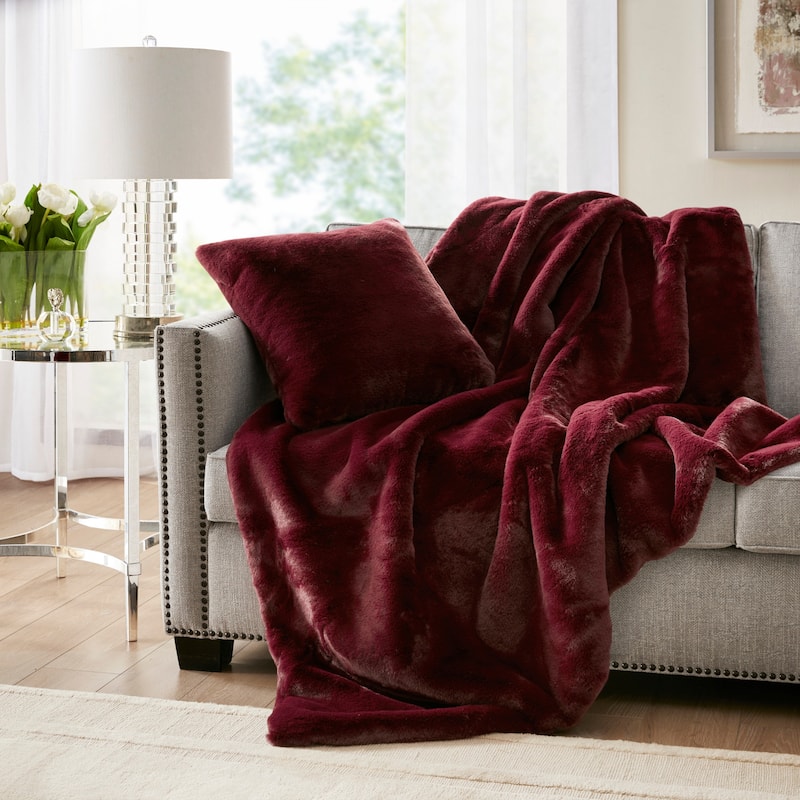Croscill Sable Solid Faux Fur Square Decor Pillow