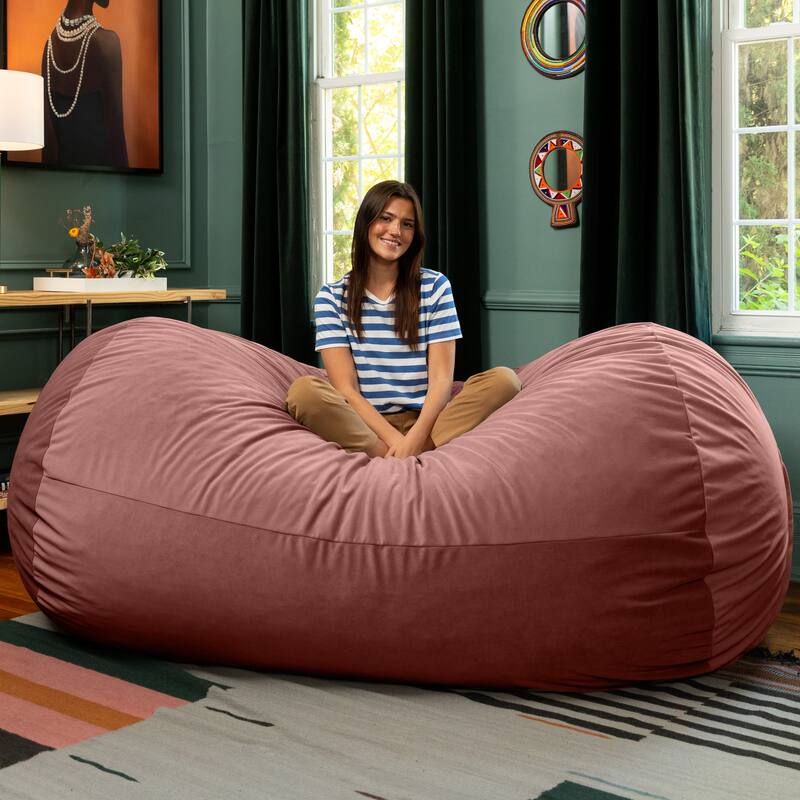 Jaxx Grand Lounger 7 Foot Bean Bag Sofa -Lush Velvet - Lush Velvet Mauve - Large
