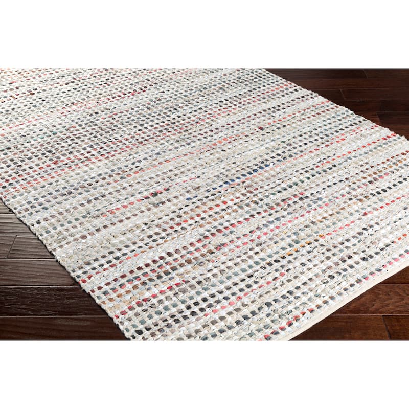 Hand-Woven Canoas Cotton/Leather Area Rug (9' x 13')