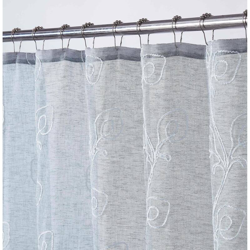 Dainty Home Stella Chenille Embroidered Shower Curtain