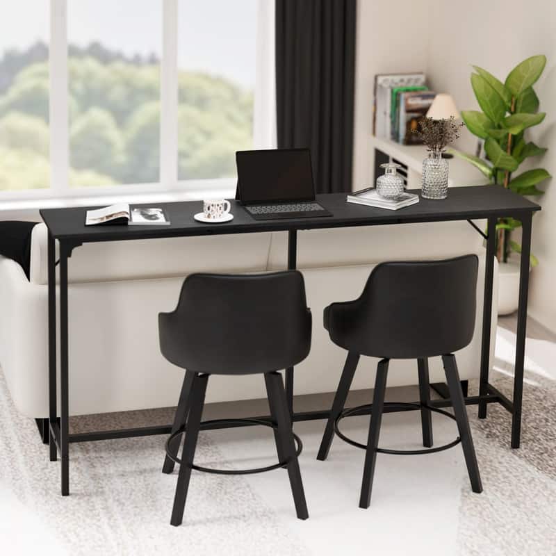 71'' Counter Height Bar Dining Table with Metal Frame , Pub Sofa Table for Kitchen and Living Room