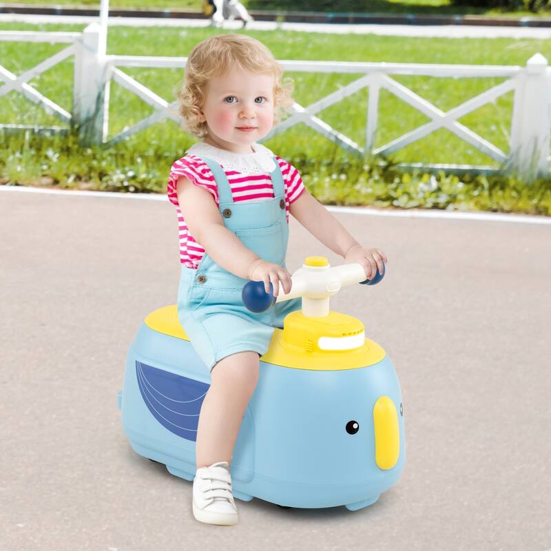 Toddler Ride On Car with Trailer 2-in-1 Foot-to-Floor Sliding Toy with Lights and Music - 28" × 9.5" × 12"