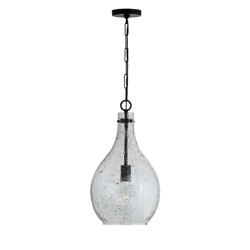 Rabun 1-light Hanging Pendant w/ Clear Stone Seeded Glass