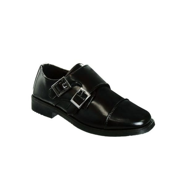 slide 2 of 10, Josmo Boys Dress Shoes - Double Monk Strap Oxford Loafers with Hook & Loop (Toddler/Little Kid Sizes) 7 - Black