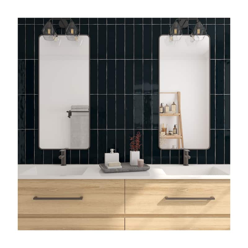 TileHQ 3" x 12" Ceramic Wall Tile in Glossy Deep Sea (48 PC per Carton) (12.00 SQFT per Carton)