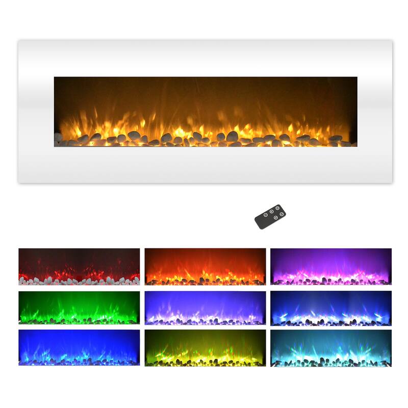 Northwest 50-Inch Wall Electric Fireplace, White