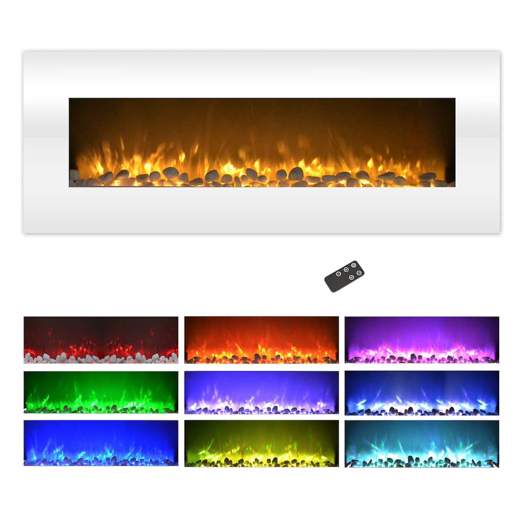 Northwest 50-Inch Wall Electric Fireplace, White