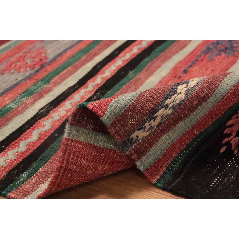 Hand Woven Oriental 100% Wool Carpet Southwestern Tribal Multi-Colored Kilim Area Rug - 10' 8'' X 4' 11''