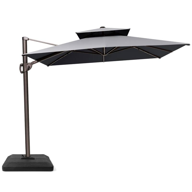 Outdoor 9 x 11 ft Patio Offset Cantilever Umbrella with Weights Base - Gray