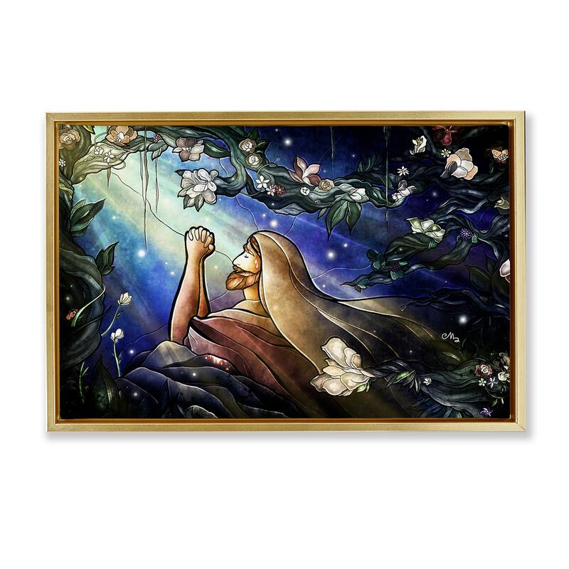 Stupell Religious Gethsemane Prayer Framed Floater Canvas Wall Art Design By Mandie Manzano - 31 x 21 - Gold