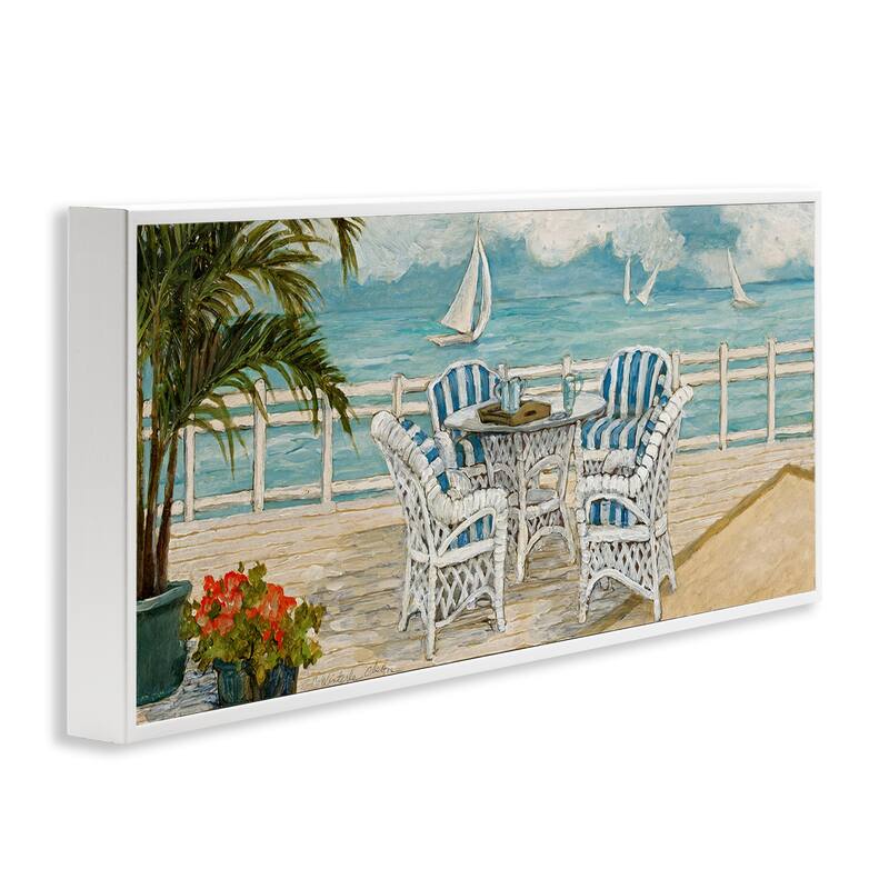 Stupell Summer Beach View Deck Framed Giclee Art Design By Charlene Olson