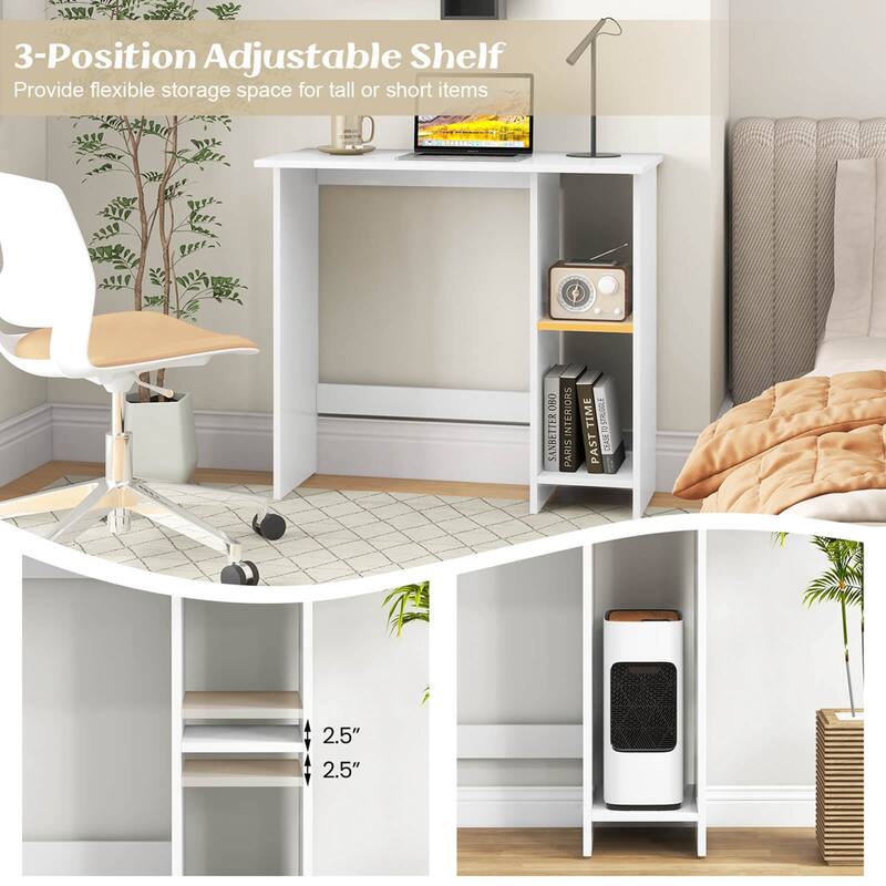 Costway Small Computer Desk with Storage Modern Writing Desk with